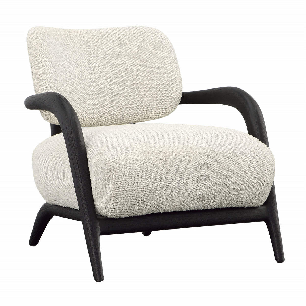 Arcona Black Wood and Ivory Boucle Upholstery Occasional Chair