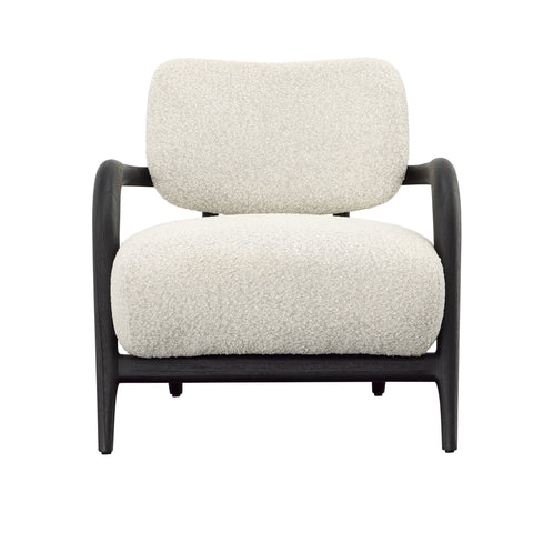 Arcona Black Wood and Ivory Boucle Upholstery Occasional Chair