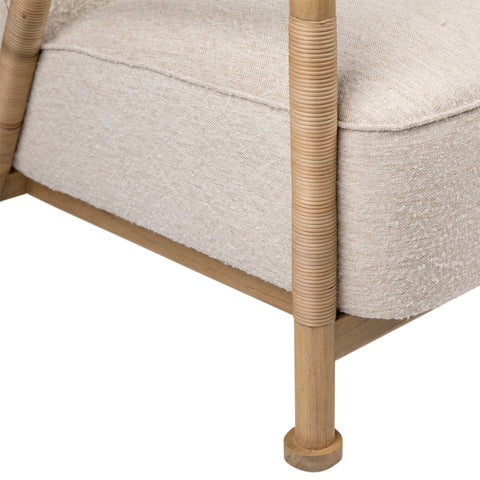 Clyde Ivory Upholstery and Natural Finish Frame Occasional Chair