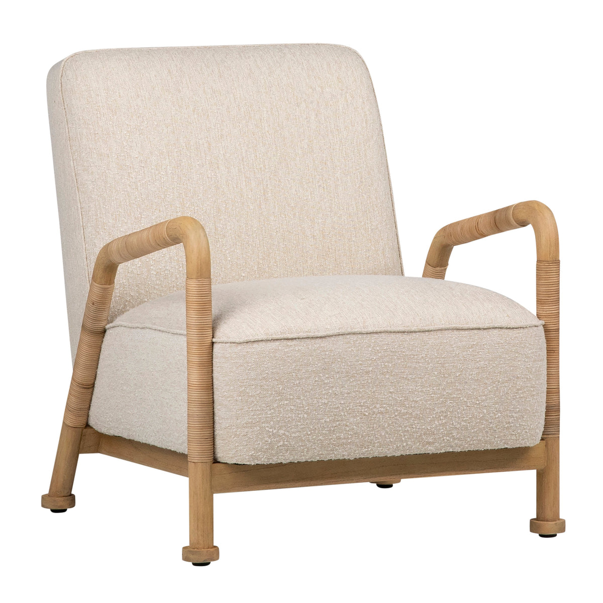 Clyde Ivory Upholstery and Natural Finish Frame Occasional Chair