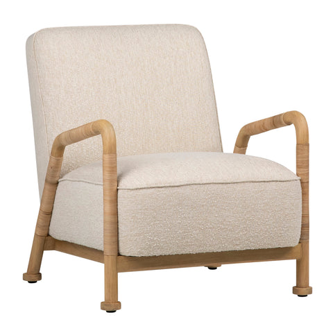 Clyde Ivory Upholstery and Natural Finish Frame Occasional Chair