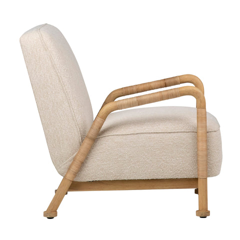 Clyde Ivory Upholstery and Natural Finish Frame Occasional Chair
