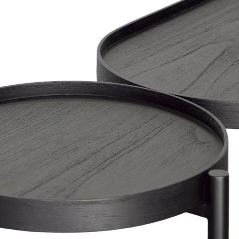 Petras Black with Natural Rattan Finish Console Table