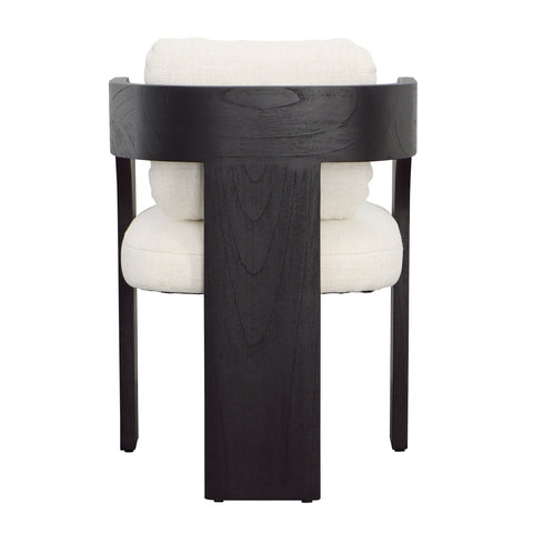 Maravi Black Wood Finish and Cream Upholstery Dining Chair