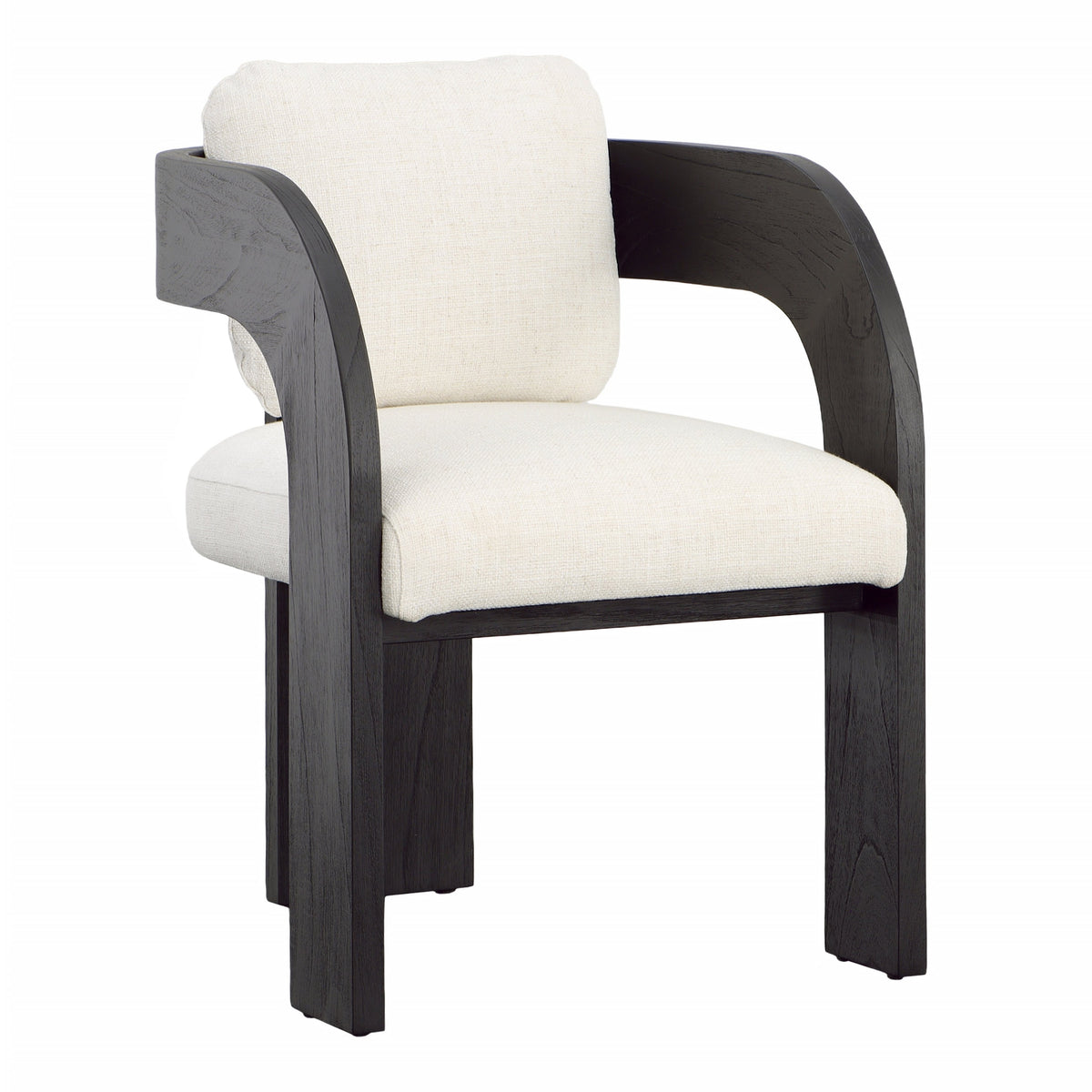 Maravi Black Wood Finish and Cream Upholstery Dining Chair