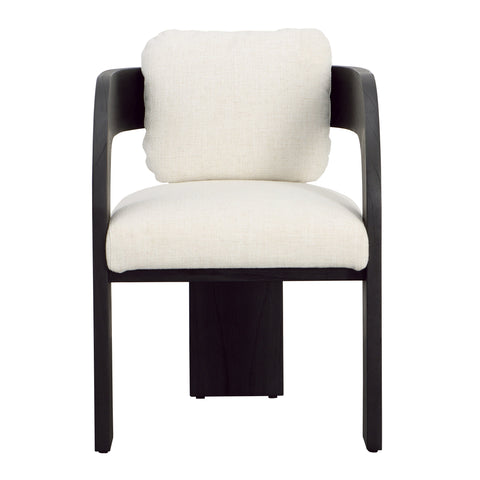 Maravi Black Wood Finish and Cream Upholstery Dining Chair