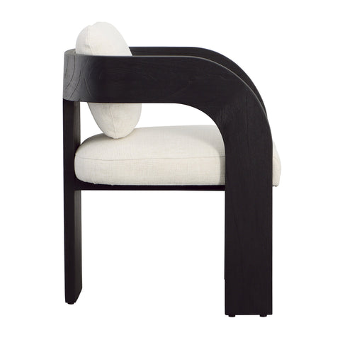 Maravi Black Wood Finish and Cream Upholstery Dining Chair
