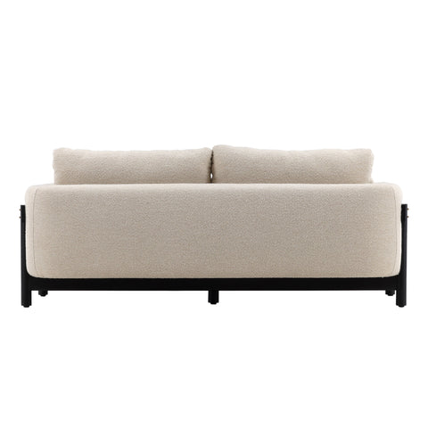 Magali Edwin Beige and Coffee Wood Finish Sofa