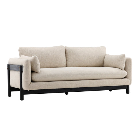 Magali Edwin Beige and Coffee Wood Finish Sofa