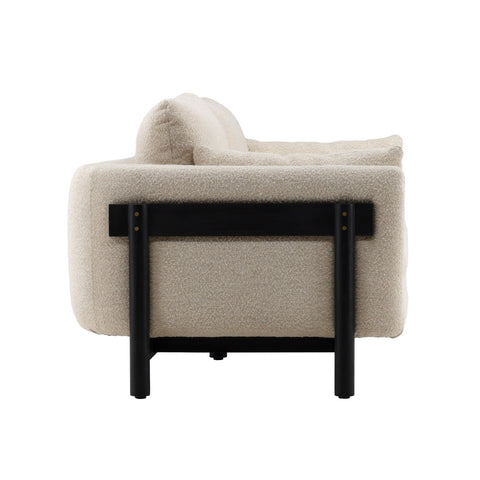 Magali Edwin Beige and Coffee Wood Finish Sofa