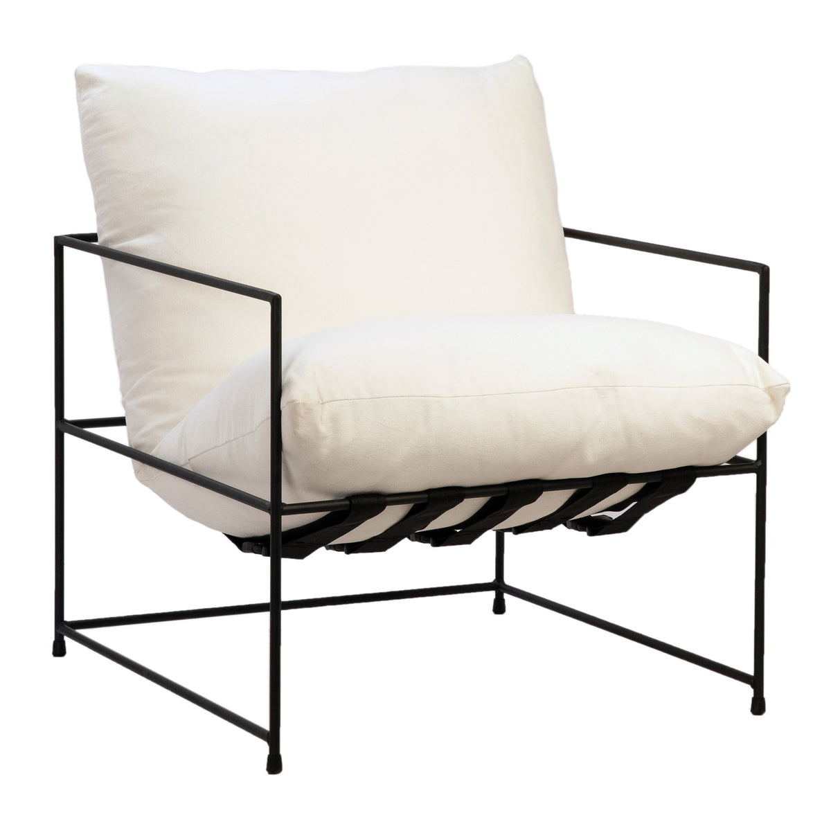 Inska White with Black Iron Frame Occasional Chair