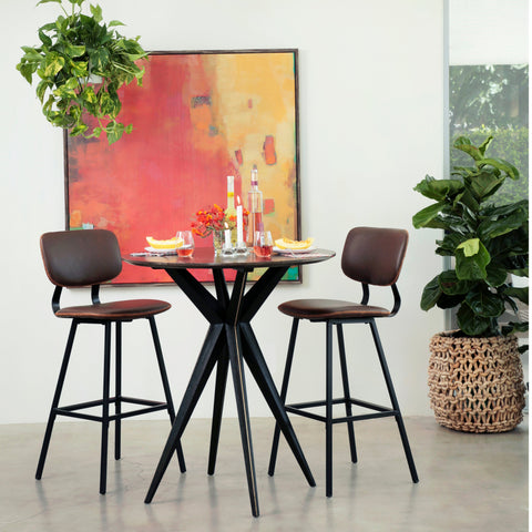 Camella Brown Fabric and Black Metal Legs Barstool