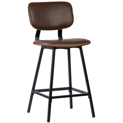 Camella Brown Fabric and Black Metal Legs Counter Stool