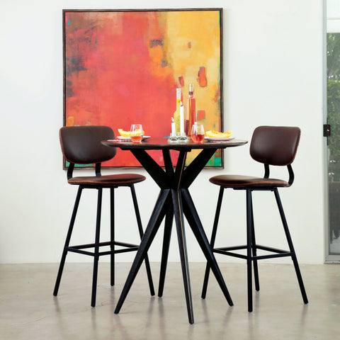 Camella Brown Fabric and Black Metal Legs Counter Stool