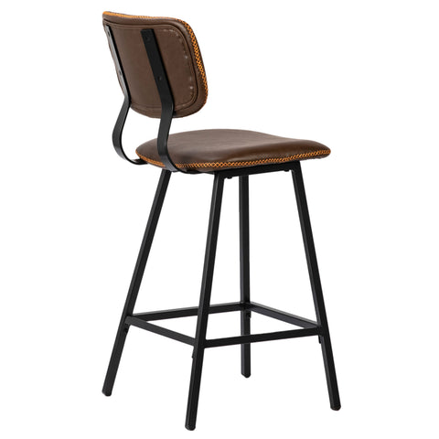 Camella Brown Fabric and Black Metal Legs Counter Stool