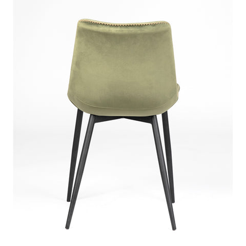 Castelo Olive Green Fabric and Black Metal Legs Dining Chair