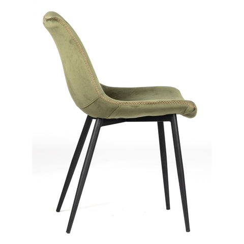 Castelo Olive Green Fabric and Black Metal Legs Dining Chair