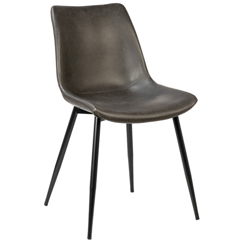 Rufina Dark Grey Upholstery and Black Metal Legs Dining Chair