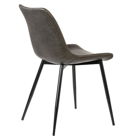 Rufina Dark Grey Upholstery and Black Metal Legs Dining Chair