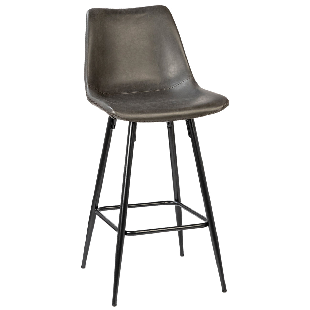 Rufina Dark Grey Upholstery and Black Metal Legs Counter Stool