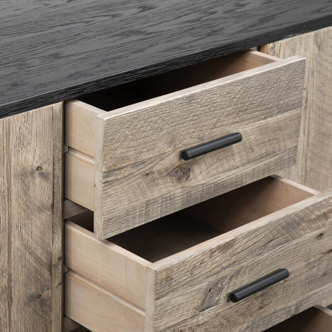 Hagen Black and Antique Brown Wood Finish Sideboard