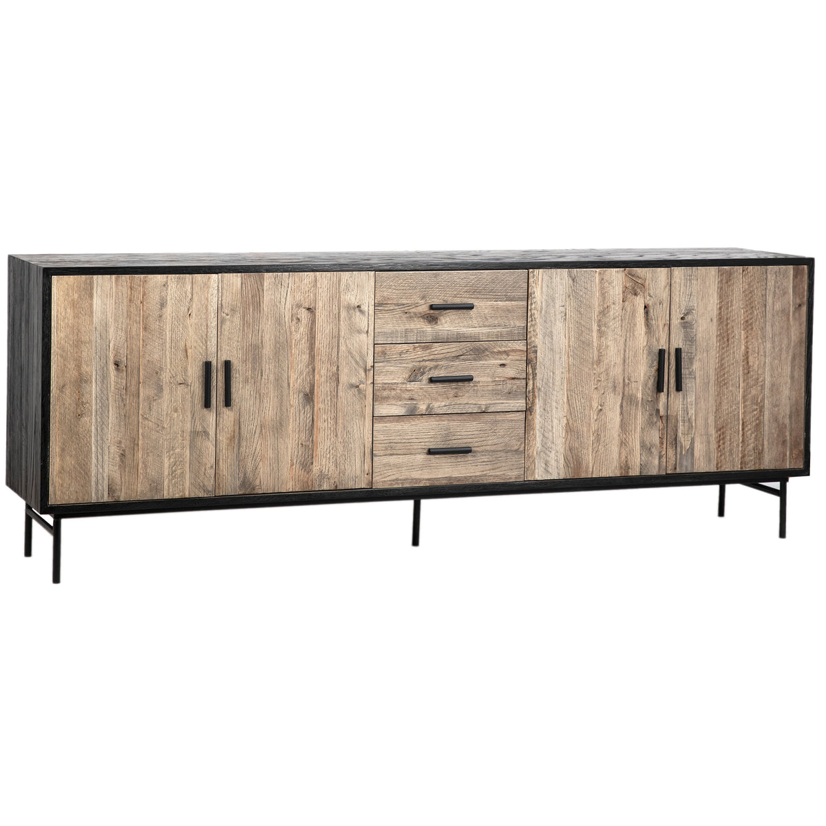 Hagen Black and Antique Brown Wood Finish Sideboard