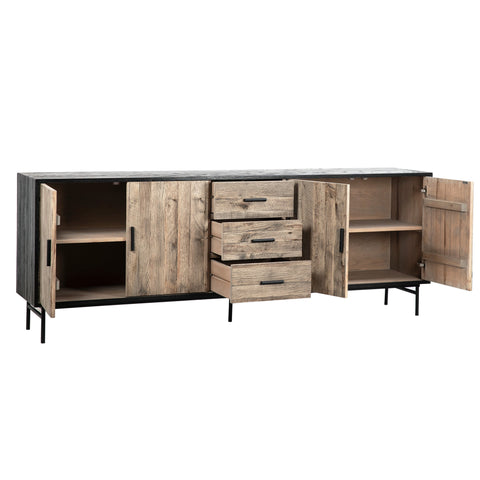 Hagen Black and Antique Brown Wood Finish Sideboard