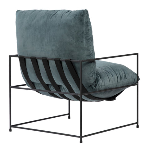 Allison Petrol Green Finish and Black Metal Legs Occasional Chair