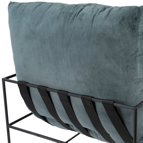 Allison Petrol Green Finish and Black Metal Legs Occasional Chair