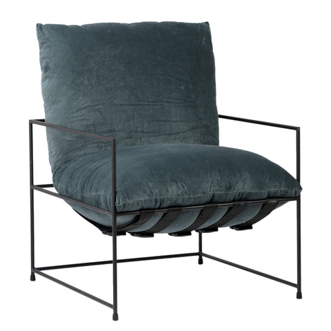Allison Petrol Green Finish and Black Metal Legs Occasional Chair