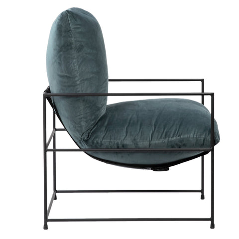 Allison Petrol Green Finish and Black Metal Legs Occasional Chair