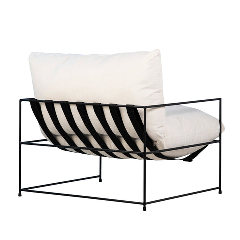 Alvar Black Metal and Off White Fabric Occasional Chair