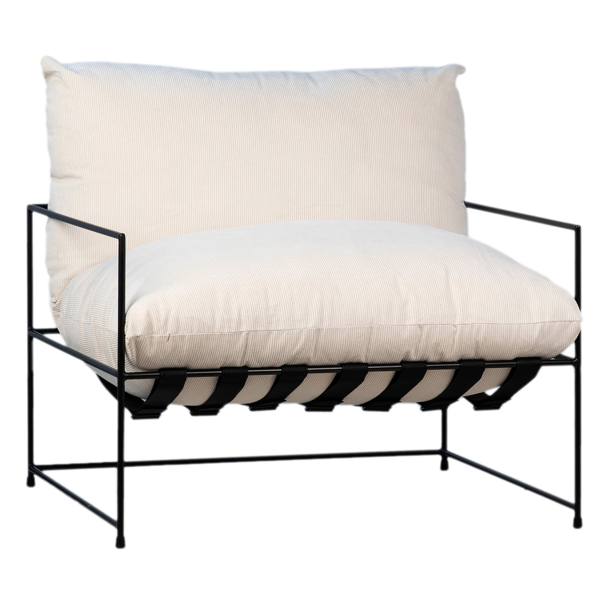 Alvar Black Metal and Off White Fabric Occasional Chair