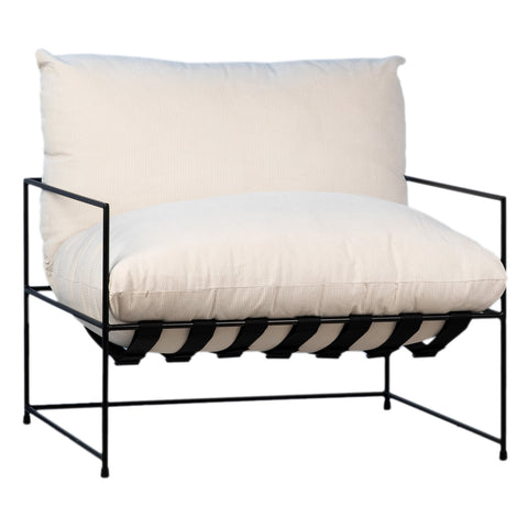 Alvar Black Metal and Off White Fabric Occasional Chair