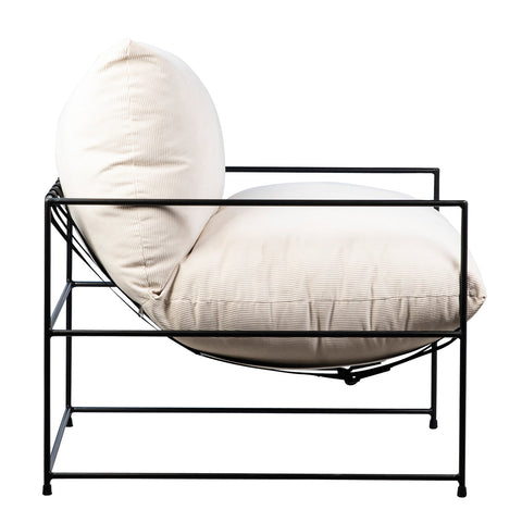Alvar Black Metal and Off White Fabric Occasional Chair