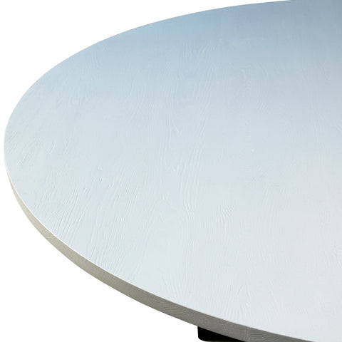 Hizon White Stained Oak and Gunmetal Base Dining Table