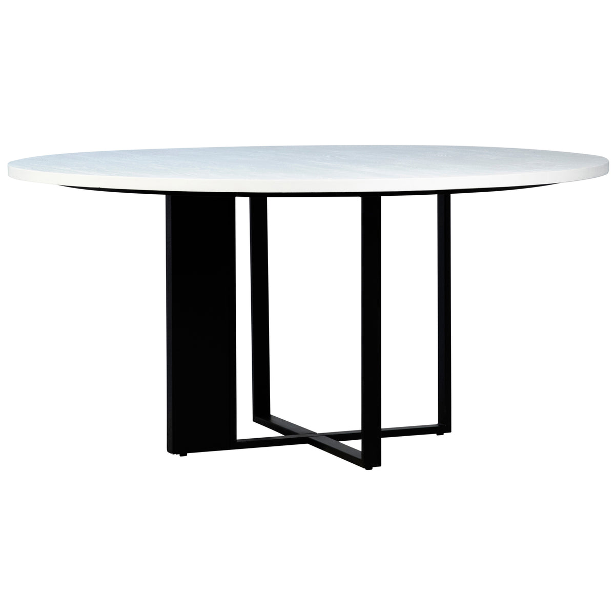 Hizon White Stained Oak and Gunmetal Base Dining Table