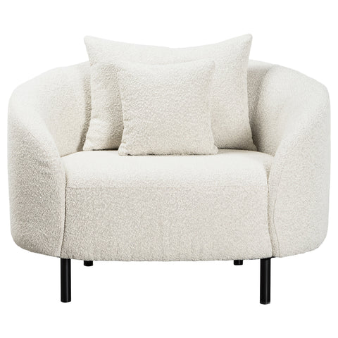 Rani Light Sand Boucle Upholstery with Black Metal Legs Occasional Chair