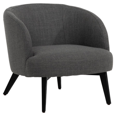 Kaman Dark Grey Upholstery with Black Stained Wood Legs Occasional Chair