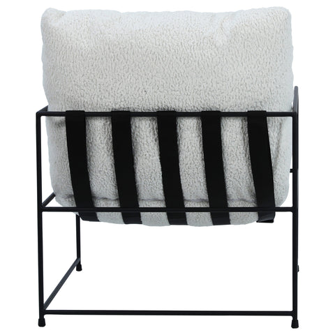 Allison Natural Faux Sheep Skin Upholstery with Matte Black Metal Occasional Chair