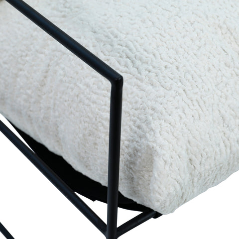 Allison Natural Faux Sheep Skin Upholstery with Matte Black Metal Occasional Chair
