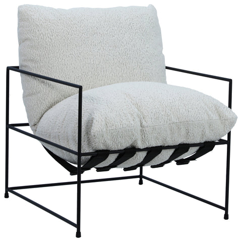 Allison Natural Faux Sheep Skin Upholstery with Matte Black Metal Occasional Chair
