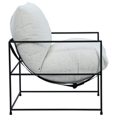Allison Natural Faux Sheep Skin Upholstery with Matte Black Metal Occasional Chair