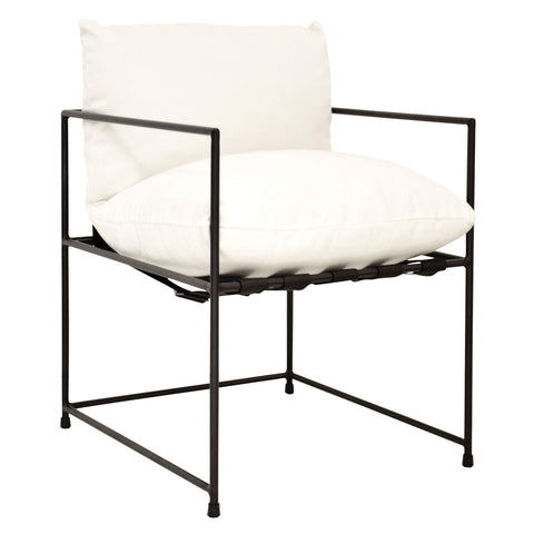 Inska White with Black Iron Frame Dining Chair