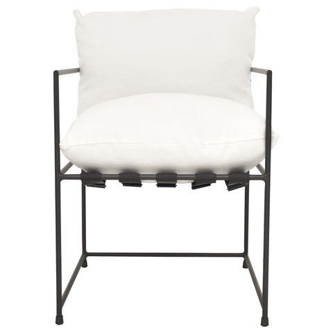 Inska White with Black Iron Frame Dining Chair