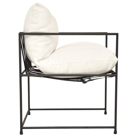Inska White with Black Iron Frame Dining Chair