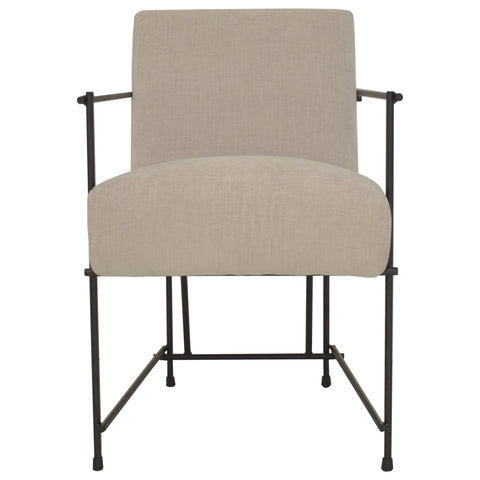 Dublin Taupe Upholstery and Matte Black Iron Frame Dining Chair