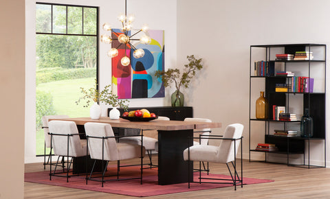 Dublin Taupe Upholstery and Matte Black Iron Frame Dining Chair