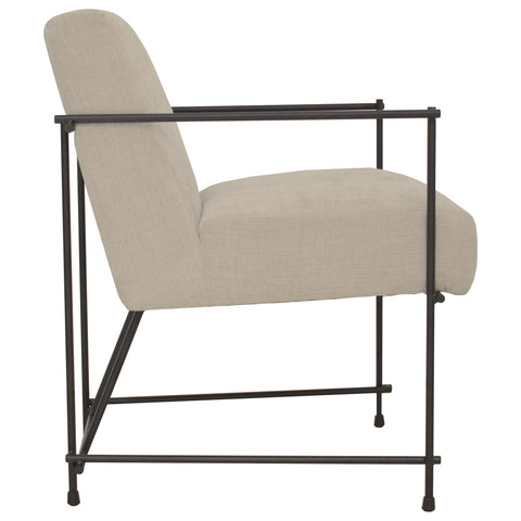 Dublin Taupe Upholstery and Matte Black Iron Frame Dining Chair