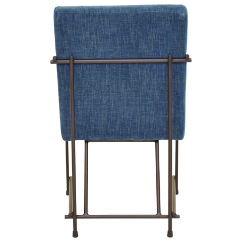 Dayton Teal Blue Upholstery with Matte Black Iron Frame Dining Chair
